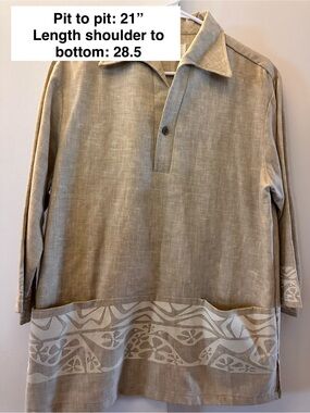 IOLANI Hawaii Linen 3/4 Sleeve Shirt Birds & Flower Design Art SZ M Paradise